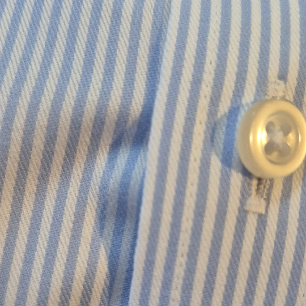 T.M.Lewin Men's Light Blue Pinstripe Dress Shirt - Picture 13 of 16